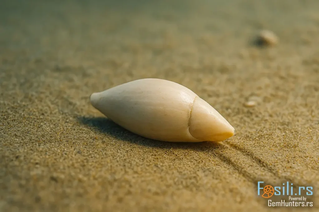 Rekonstrukcija organizma *Ancilla cf. glandiformis elongata* u donjomiocenskoj plitkoj laguni Paratetisa, u trenutku kretanja kroz peskoviti sediment